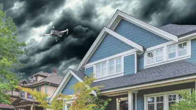 Mighty Dog Roofing performing a Sarasota roof inspection with a drone before hurricane season.