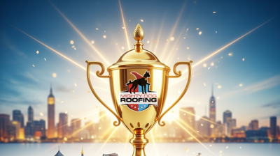 Mighty Dog Roofing #20 national ranking trophy with American homes and network locations celebrating Top 100 Roofers achievement