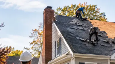 Roofing tear-off and decking inspection on a home in Lincoln Rhode Island