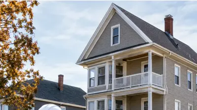 Triple-decker roof inspection with drone in Pawtucket Rhode Island
