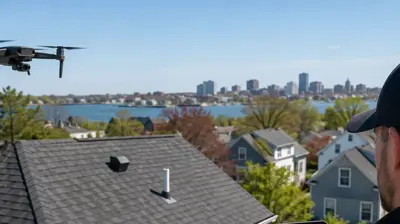 Drone thermal inspection showing attic heat hot spots on a Rhode Island roof.