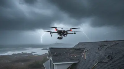Mighty Dog Roofing drone inspecting a residential roof for storm damage in North Providence, Rhode Island after a Nor’easter
