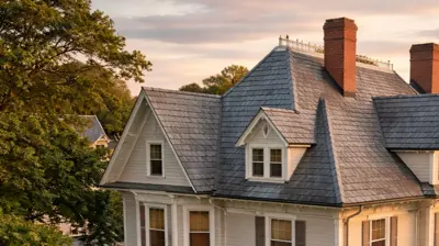Historic Victorian home in Rhode Island with a realistic synthetic slate roof designed for historic district approval and long-term durability
