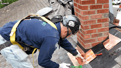 New flashing by roofing contractor