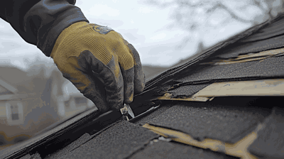 Licensed roofing contractors performing roof repairs