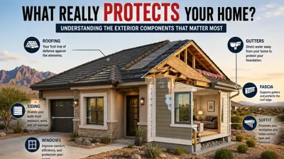 Exterior components of a home working together to provide protection.