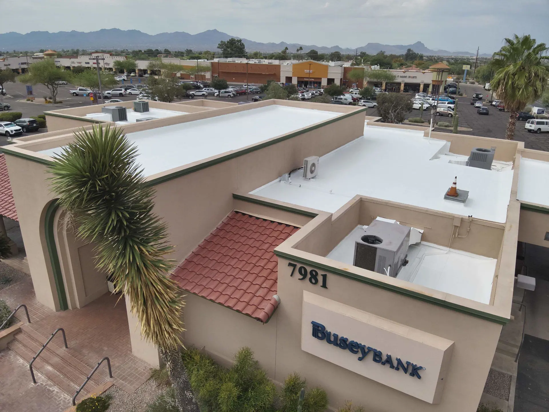 Commercial building roof replacement - flat and tile