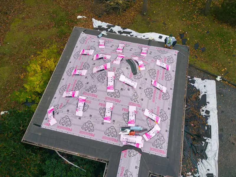 Roof installation on a single family house in New Jersey