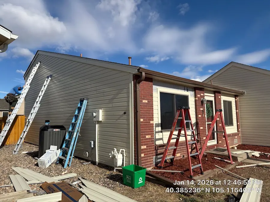 A home undergoing an exterior remodel by the experts at Mighty Dog of Northern Colorado.