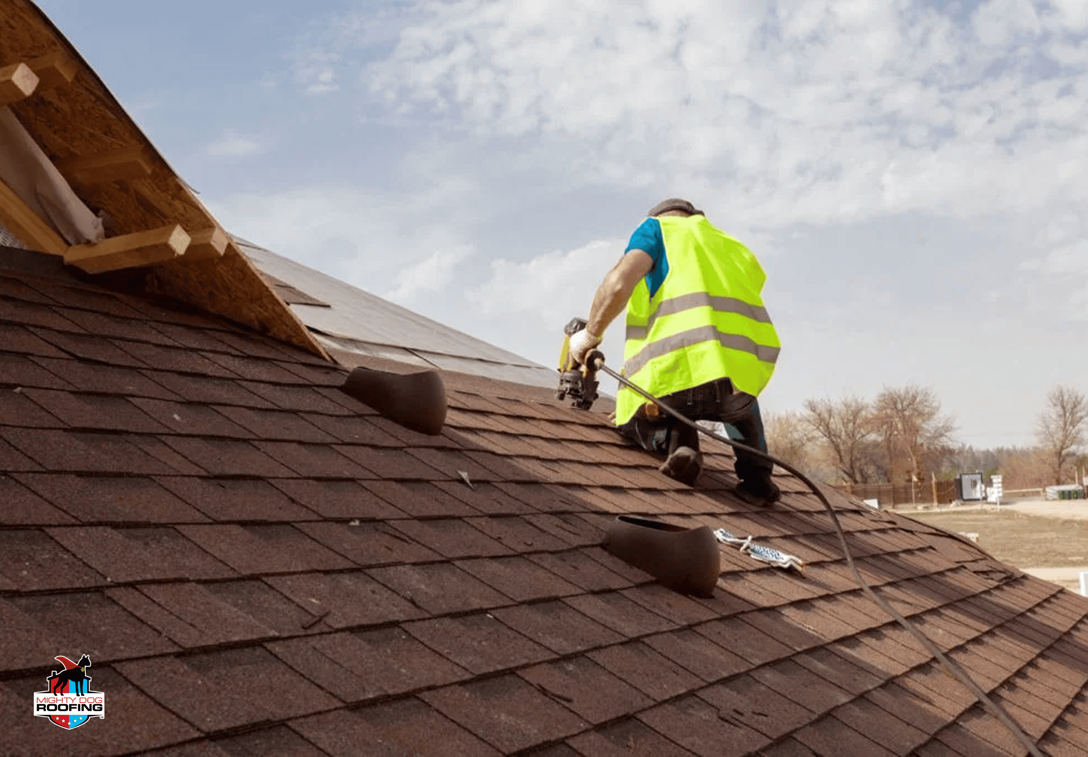 roofer doing roof repair work